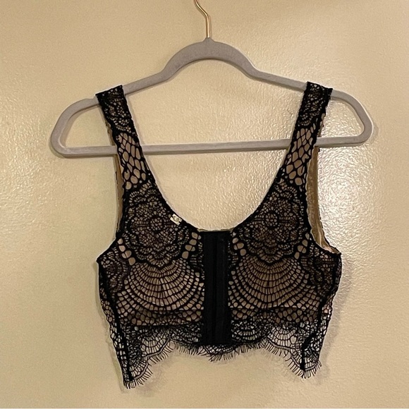 FOR LOVE AND LEMONS NWOT Spring Fling Underwire Crop Bra in Black and Nude - Picture 6 of 10